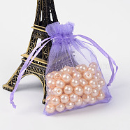 Organza Gift Bags with Drawstring, Jewelry Pouches, Wedding Party Christmas Favor Gift Bags, Medium Purple, 9x7cm(OP-R016-7x9cm-06)