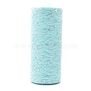 Glitter Sequin Deco Mesh Ribbons, Tulle Fabric, for Wedding Party Decoration, Skirts Decoration Making, Pale Turquoise, 6 inch(150mm), 10yards/roll(OCOR-K004-A06)