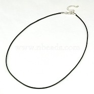Waxed Cotton Cord Necklace Making, with Zinc Alloy Lobster Claw Clasps and Brass Findings, Nickel Free, Platinum Metal Color, Black, 2mm, 18.1 inch(X-NJEW-A279-2.0mm-01)