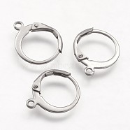 304 Stainless Steel Leverback Earring Findings, with Loop, Stainless Steel Color, 14.5x12x2mm, Hole: 1mm, pin: 0.5x0.7mm(STAS-F041-47-P)