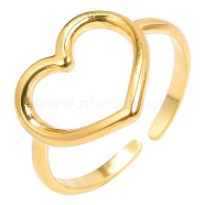 Vintage Stainless Steel Hollow Heart Couple Rings, Open Cuff Rings for Men and Women, Golden(DO2423-2)