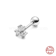 Rhodium Plated 925 Sterling Silver Stud Earrings with Cubic Zirconia, Platinum, 3mm(JZ4283-2)