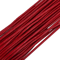 Round Cowhide Leather Beading Cord, for Jewelry Making Crafting Beading, Red, Size: about 3mm thick(X-WL-A002-1)