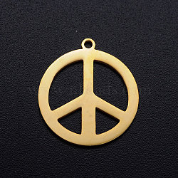 201 Stainless Steel Pendants, Peace Sign, Golden, 21x19x1mm, Hole: 1.4mm(STAS-T046-JN266-2)