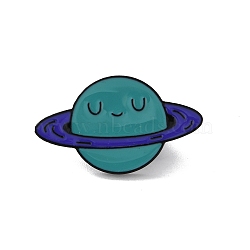 Cartoon Planet Enamel Pins, Alloy Lapel Pin Backs for Backpack Clothes, Teal, 17.5x29.5mm(JEWB-V006-01A)