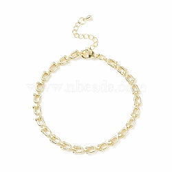 Brass Initial Letter U Link Chain Bracelet for Women, Light Gold, 7-1/2 inch(19cm)(BJEW-JB08073)