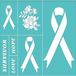 Self-Adhesive Silk Screen Printing Stencil, for Painting on Wood, DIY Decoration T-Shirt Fabric, Turquoise, Ribbon Pattern, 220x280mm(DIY-WH0338-017)