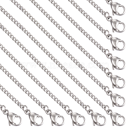 Titanium Steel Curb Chain Necklaces for Men Women, Stainless Steel Color, 17.91 inch(45.5cm)(NJEW-TAC0001-017)