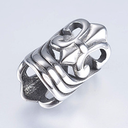 304 Stainless Steel Beads, Large Hole Beads, Hollow, Tube Beads, Antique Silver, 20x12mm, Hole: 8.5mm(STAS-I076-078AS)