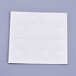 Valentine's Day Sealing Stickers, Label Paster Picture Stickers, for Gift Packaging, Heart with Word Handmade with Love, White, 28x32mm(DIY-I018-19D)