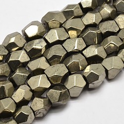 Natural Pyrite Polygon Graduated Beads Strands, 5~18x7~18x5~18mm, Hole: 1mm, 15.5 inch(G-F197-01)