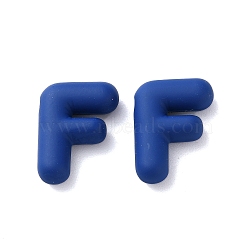 Rack Plating Spray Painted Alloy Pendants, Rubberized Style, Blue, Letter F, 19x14x6mm, Hole: 1.5mm(FIND-C062-08F)