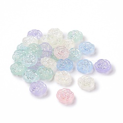 Transparent Frosted Acrylic Beads, AB Color Plated, Rose, Mixed Color, 13.5x14x5mm, Hole: 1.6mm, 950pcs/500g(OACR-P013-40M)