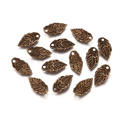 Tibetan Style Pendants, Leaf, Antique Bronze, Cadmium Free & Nickel Free & Lead Free, 16x8x2mm, Hole: 1mm(TIBEB-A101863-AB-FF)