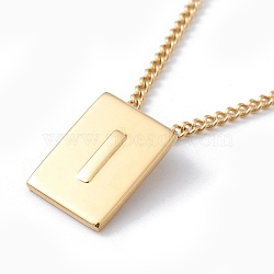 Titanium Steel Initial Letter Rectangle Pendant Necklace for Men Women, Golden, Letter.I, 18.11~18.5 inch(46~47cm)(NJEW-E090-01G-09)