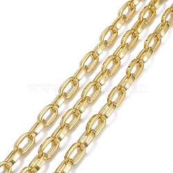 Alloy Cable Chains, with Spool, Long-lasting Plated, Lead Free & Cadmium Free, Unwelded, Oval, Golden, 14x8.5x3mm, about 32.8 Feet(10m)/roll(LCHA-I001-03G-RS)