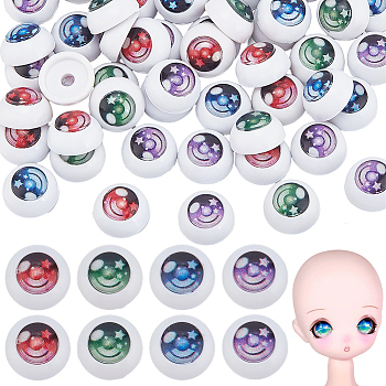 4 Colors Star Acrylic Craft Eyes, Doll Making Accessories, Half Round, Mixed Color, 10x5.5mm, Inner Diameter: 8mm, 20pcs/color