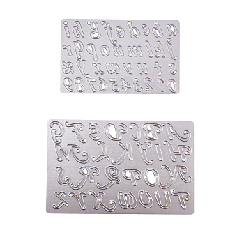 Letter and Number Frame Metal Cutting Dies Stencils, for DIY Scrapbooking/Photo Album, Decorative Embossing DIY Paper Card, Matte Platinum, 106x67x0.8mm, 130x82x0.8mm