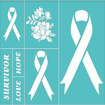 Self-Adhesive Silk Screen Printing Stencil, for Painting on Wood, DIY Decoration T-Shirt Fabric, Turquoise, Ribbon Pattern, 220x280mm