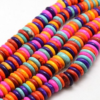 Natural Magnesite Beads Strands, Dyed & Heated, Heishi Beads, Disc/Flat Round, Mixed Color, 8~25x4~8mm, Hole: 1mm, about 460pcs/1000g