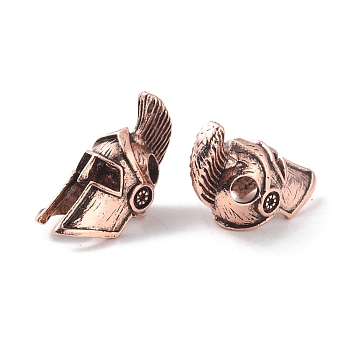 Outdoor EDC Tool Tibetan Style Alloy Parachute Rope European Beads, Large Hole Beads, Spartan Helmet, Antique Rose Gold, 25x11.5x13.5mm, Hole: 4mm