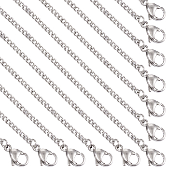 Titanium Steel Curb Chain Necklaces for Men Women, Stainless Steel Color, 17.91 inch(45.5cm)