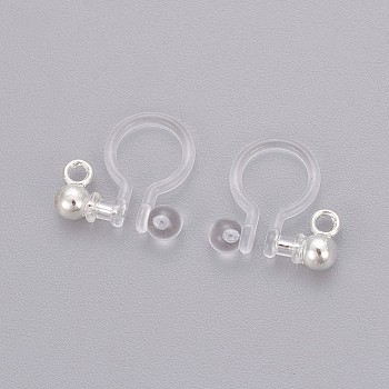 Transparent U Type Painless Prevent Allergy Resin Ear Clip, with Stainless Steel Findings, Silver, 11x10.5x3mm, Hole: 1.5mm