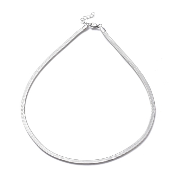 Unisex 304 Stainless Steel Herringbone Chain Necklaces, with Lobster Claw Clasps, Stainless Steel Color, 17.63 inch(44.8cm), 4.3mm