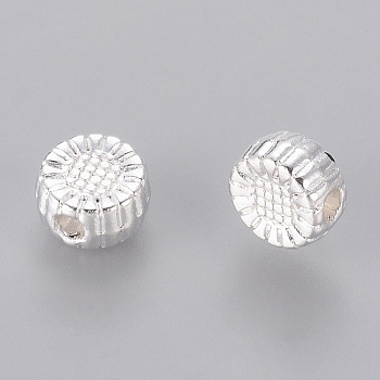 Tibetan Style Alloy Beads, Lead Free and Cadmium Free, Flower, Silver, 5.5x5.5x3mm, Hole: 1mm