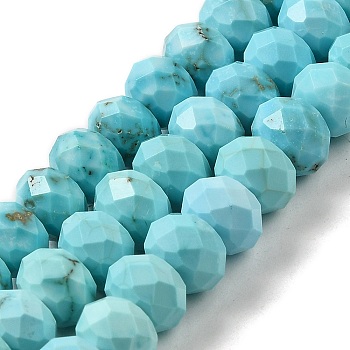 Dyed Natural Howlite Beads Strands, Faceted Rondelle, Pale Turquoise, 7.5~8x5.5mm, Hole: 1mm, about 72pcs/strand, 15.31 inch(38.9cm)