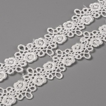 Polyester Lace Trim, Flower Lace Trimming for Garment Accessories, White, 5/8 inch(15mm)