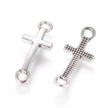 Tibetan Style Alloy Links connectors, Sideways Cross, Cadmium Free & Lead Free, Antique Silver, 20x8x2mm, Hole: 2mm, about 2170pcs/1000g