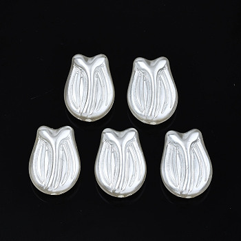 ABS Plastic Imitation Pearl Beads, Flower, Creamy White, 16x12x7mm, Hole: 1.2mm, about 670pcs/500g