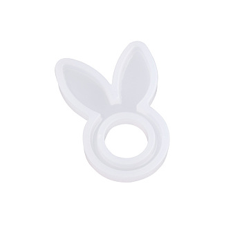 Rabbit Shape Ring Silicone Molds, Resin Casting Molds, for UV Resin, Epoxy Resin Jewelry Making, White, 47x32x5mm