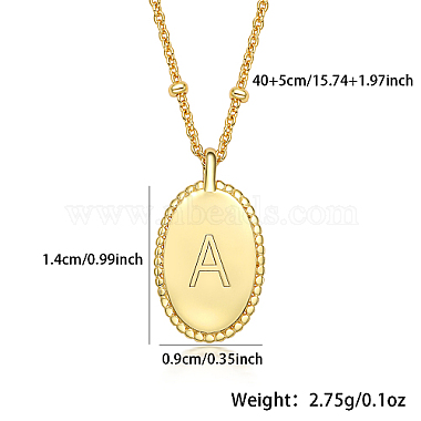 925 Sterling Silver Letter Initial Oval Pendant Necklaces for Women(EL6437-1)-3