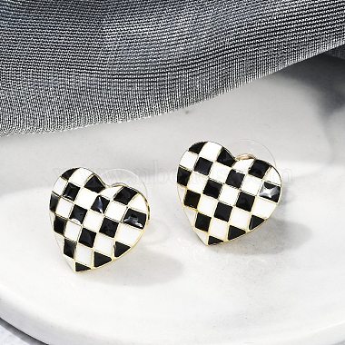 White Heart Alloy Stud Earrings