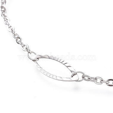 304 Stainless Steel Cable Chain Anklets(AJEW-M026-11P)-2