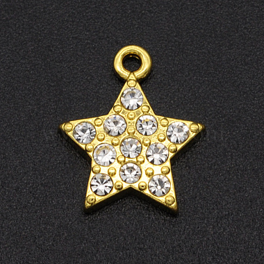 Golden Star Alloy+Rhinestone Charms