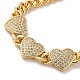 Laiton micro pavé clair zircon cubique triple coeur chaînes à maillons cubains bracelets pour femme(BJEW-M322-05G-B)-2