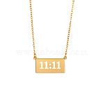 304 Stainless Steel Rectangle Pendant Necklaces, 11:11 Angel Number, Ion Plating(IP), Real 18K Gold Plated, 17.72 inch(45cm)(NJEW-OY002-35G)