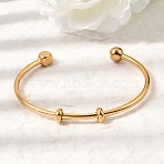 304 Stainless Steel Cuff Bangles, Torque Bangles for Women, Ion Plating(IP), Long-Lasting Plated, Golden, Inner Diameter: 2.44x1.77 inch(6.2x4.5cm)(BJEW-P394-01G)