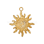 304 Stainless Steel Pendants, Spiral Sun Charms, Ion Plating(IP), Real 18K Gold Plated, 29x25mm, Hole: 4mm(STAS-OY019-85G)