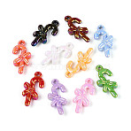UV Plating Opaque Acrylic Pendants, Iridescent, Candy Cane, Mixed Color, 33x17x6.5mm, Hole: 2.2~2.5mm(OACR-N153-16)