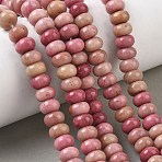 Natural Rhodonite Beads Strands, Smooth Rondelle, 8~9x5~5.5mm, Hole: 1.4mm, about 69~74pcs/strand, 14.57~15.16''(37~38.5cm)(GG-CBA9281-A03-5x8mm)
