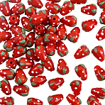 60Pcs Handmade Lampwork 3D Strawberry Beads, Red, 10~13x8~10mm, Hole: 2mm(LAMP-LT0001-03)