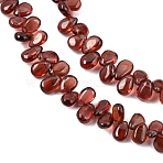 Natural Garnet Beads Strands, Teardrop, Top Drilled, with Tassel, 5x5x3mm, Hole: 0.5mm, about 70pcs/strand, 13.78''(35cm)(GG-NH0010-A01-01)