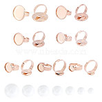 14Pcs Flat Round Adjustable 304 Stainless Steel Finger Rings Components, with 14Pcs Transparent Glass Cabochons, for DIY Ring Making, Light Gold, 7.5~8x3mm, 2pcs/style(DIY-UN0002-75)