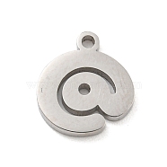 304 Stainless Steel Pendants, Symbol Charm, @, 11x10x1.5mm, Hole: 1.2mm(STAS-M069-02C-P)