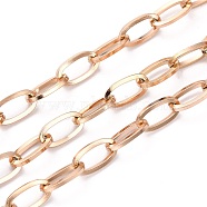 Ion Plating(IP) 304 Stainless Steel Paperclip Chain, Unwelded, with Spool, Oval, Rose Gold, 10x5x1mm, 32.8 Feet(10m)/roll(CHS-H031-06RG)
