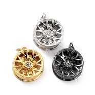 Brass Micro Pave Cubic Zirconia Pendant, Long-Lasting Plated, Flat Round, Mixed Color, 19x16.5x6.5mm, Hole: 3.6mm(ZIRC-P089-20)